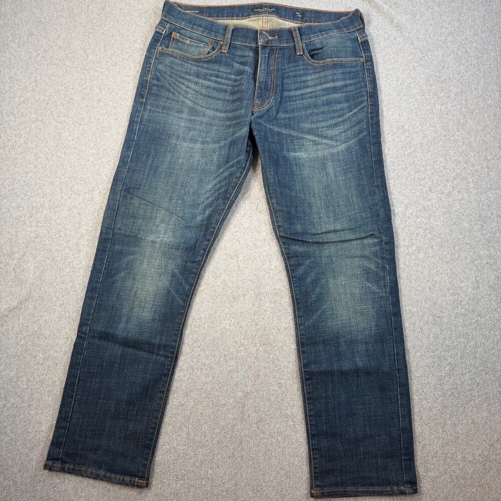 Lucky Brand 410 Athletic Slim Fit Jeans Men's 33x30 Blue Whiskered Denim